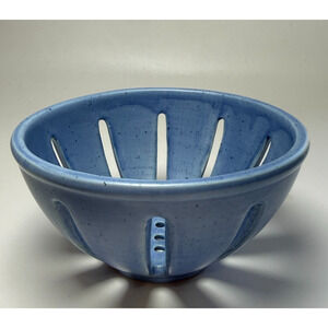 Anthropologie 5.5" Cottage Stoneware Blue Berry Basket Bowl Colander New w/ Tags